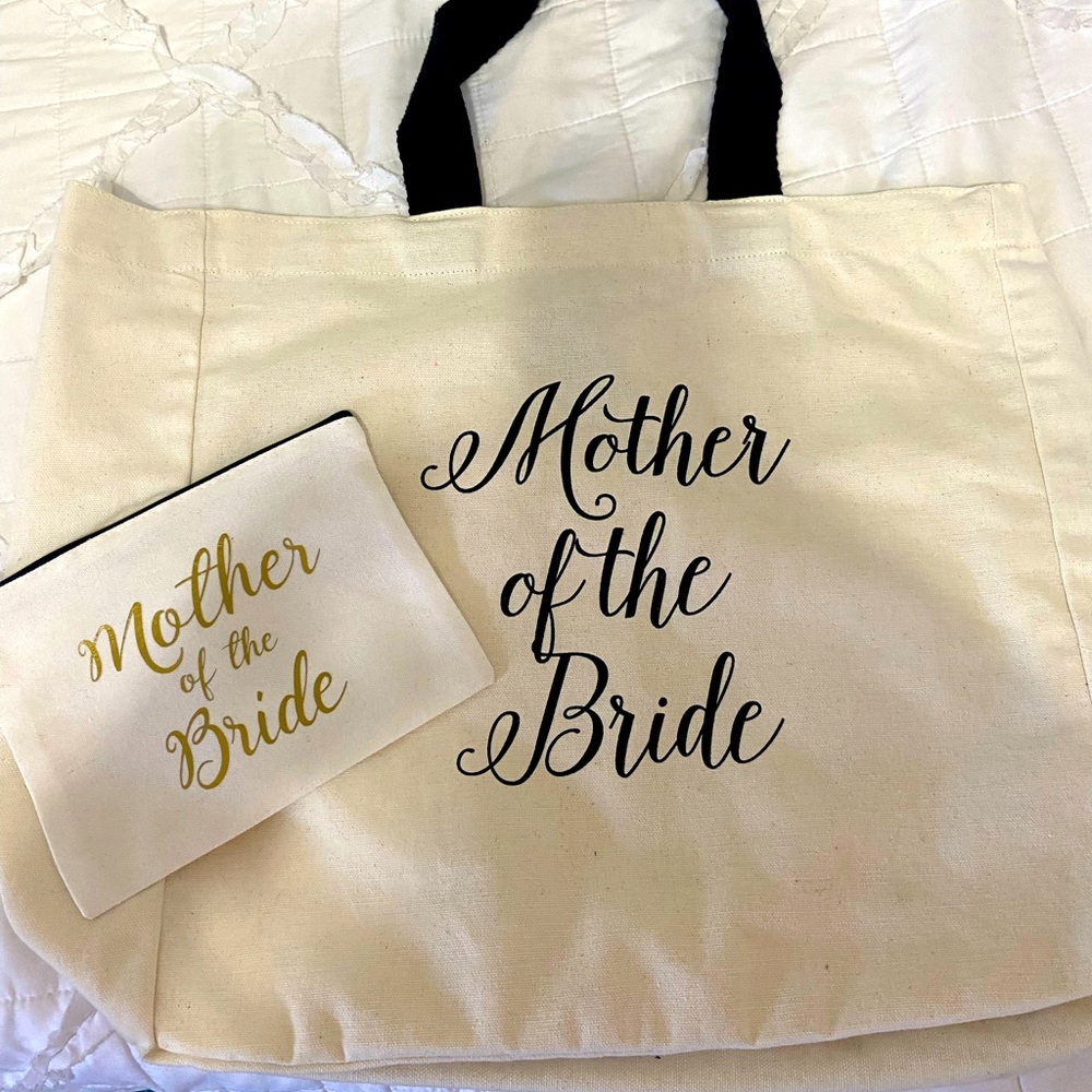 Mother of the bride tote and makeup bag